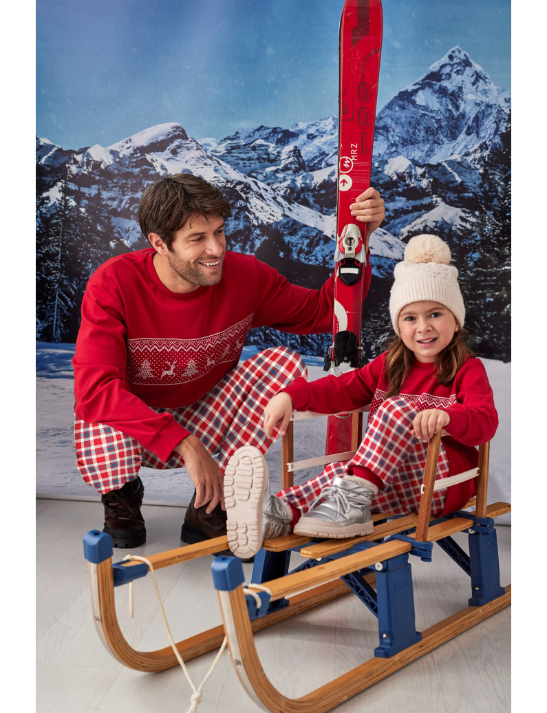 PIJAMA NAVIDEÑO INFANTIL PANTALÓN LARGO PUÑO CON CAMISETA MANGA LARGA ALGODÓN CON ACABADO INTERIOR MUY SUAVE. NIÑO/NIÑA