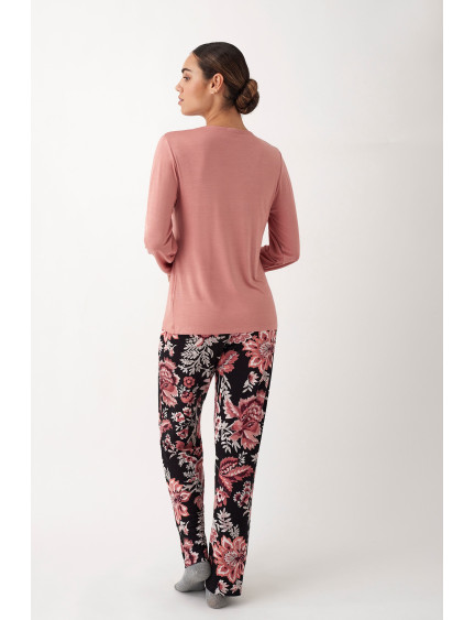 PIJAMA PANTALÓN LARGO CON CAMISETA MANGA LARGA VISCOSA CON BATA TEJIDO SEDALINA CON CREMALLERA