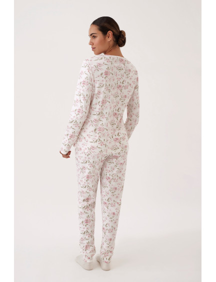 PIJAMA PANTALÓN LARGO PUÑO CON CAMISETA MANGA LARGA 100% ALGODÓN CON ACABADO INTERIOR SUAVE