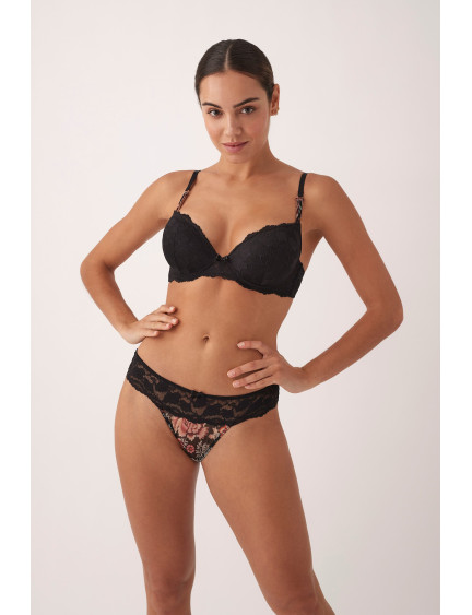 CONJ. SUJETADOR PUSH UP MESH CON TANGA