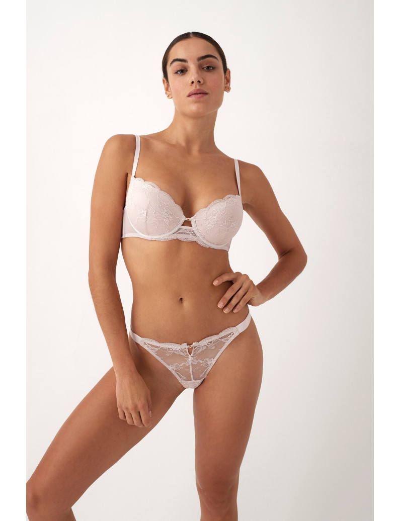 CONJ. SUJETADOR PUSH UP ENCAJE CON TANGA