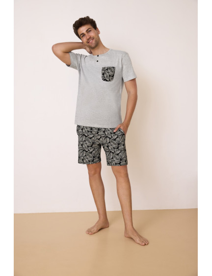 PIJAMA PANTALÓN CORTO CON CAMISETA MANGA CORTA 100% ALGODÓN