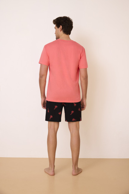 PIJAMA PANTALÓN CORTO CON CAMISETA MANGA CORTA 100% ALGODÓN