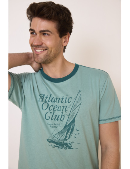 PIJAMA PANTALÓN CORTO CON CAMISETA MANGA CORTA 100% ALGODÓN