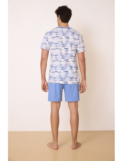 PIJAMA PANTALÓN CORTO CON CAMISETA MANGA CORTA 100% ALGODÓN