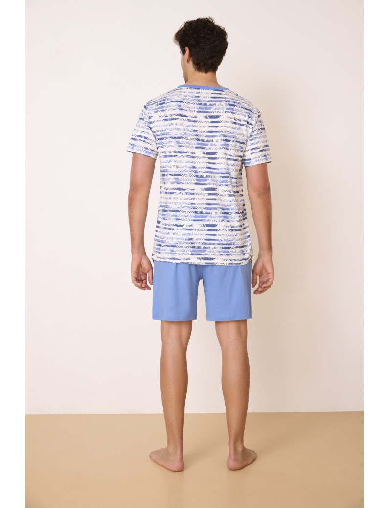 PIJAMA PANTALÓN CORTO CON CAMISETA MANGA CORTA 100% ALGODÓN