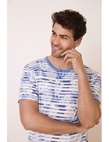 PIJAMA PANTALÓN CORTO CON CAMISETA MANGA CORTA 100% ALGODÓN