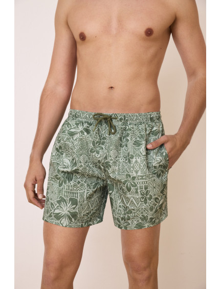 BAÑADOR HOMBRE ESTAMPADO TROPICAL BICOLOR. CINTURA AJUSTABLE CON CORDÓN. BOLSILLOS LATERALES Y TRASERO. TEJIDO FAST DRY.