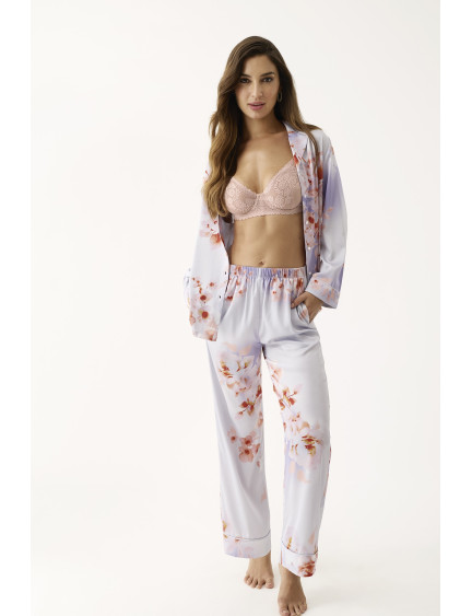 CONJUNTO ESMOQUIN LENCERO PANTALÓN LARGO CON CAMISA MANGA LARGA ABOTONADA SATÉN ELÁSTICO