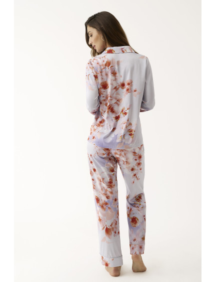 CONJUNTO ESMOQUIN LENCERO PANTALÓN LARGO CON CAMISA MANGA LARGA ABOTONADA SATÉN ELÁSTICO