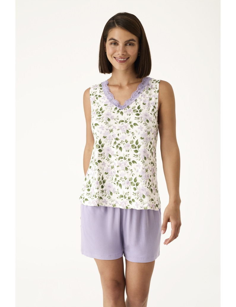 PIJAMA PANTALÓN CORTO CON CAMISETA SIN MANGAS