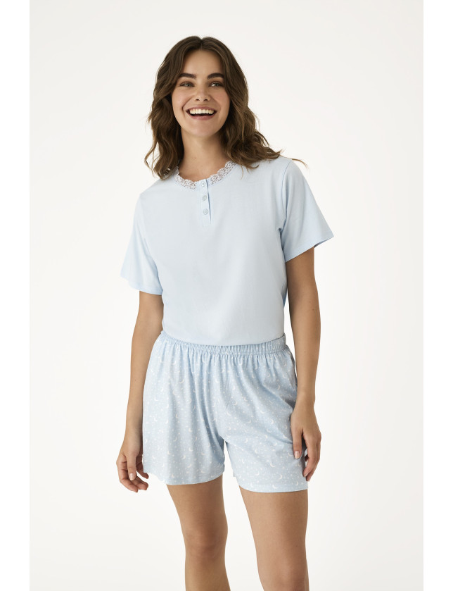 PIJAMA PANTALÓN CORTO CON CAMISETA MANGA CORTA