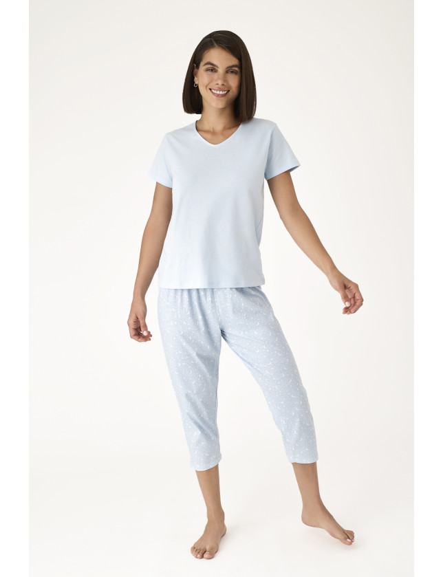 PIJAMA PANTALÓN CAPRI CON CAMISETA MANGA CORTA