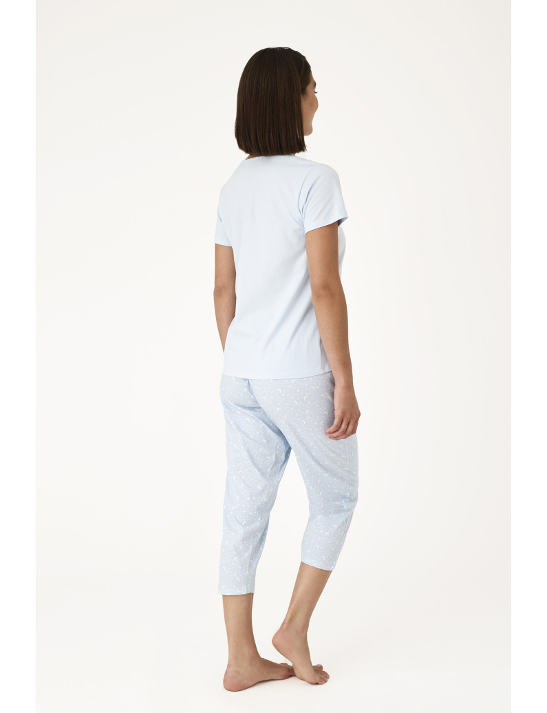 PIJAMA PANTALÓN CAPRI CON CAMISETA MANGA CORTA