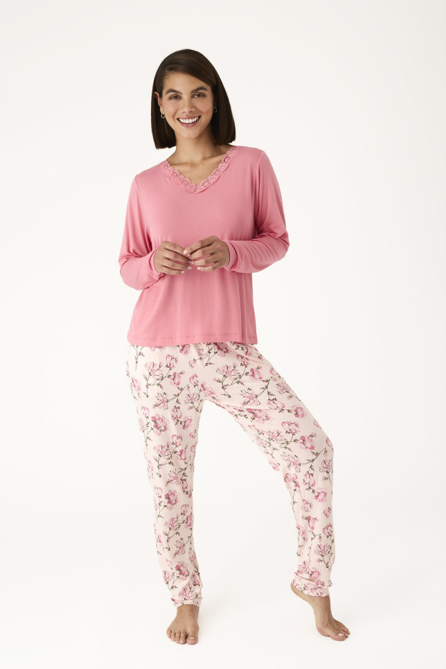 PIJAMA PANTALÓN LARGO CON CAMISETA MANGA LARGA