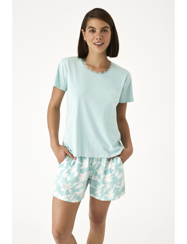 PIJAMA PANTALÓN CORTO CON CAMISETA MANGA CORTA
