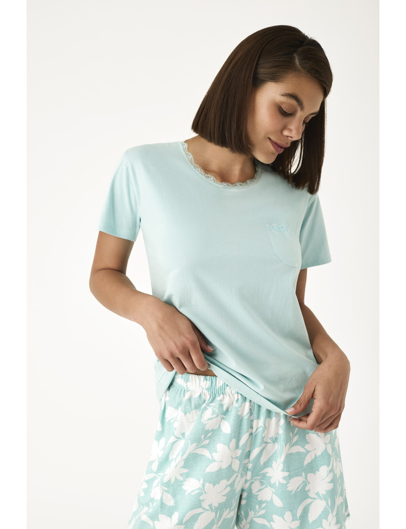 PIJAMA PANTALÓN CORTO CON CAMISETA MANGA CORTA