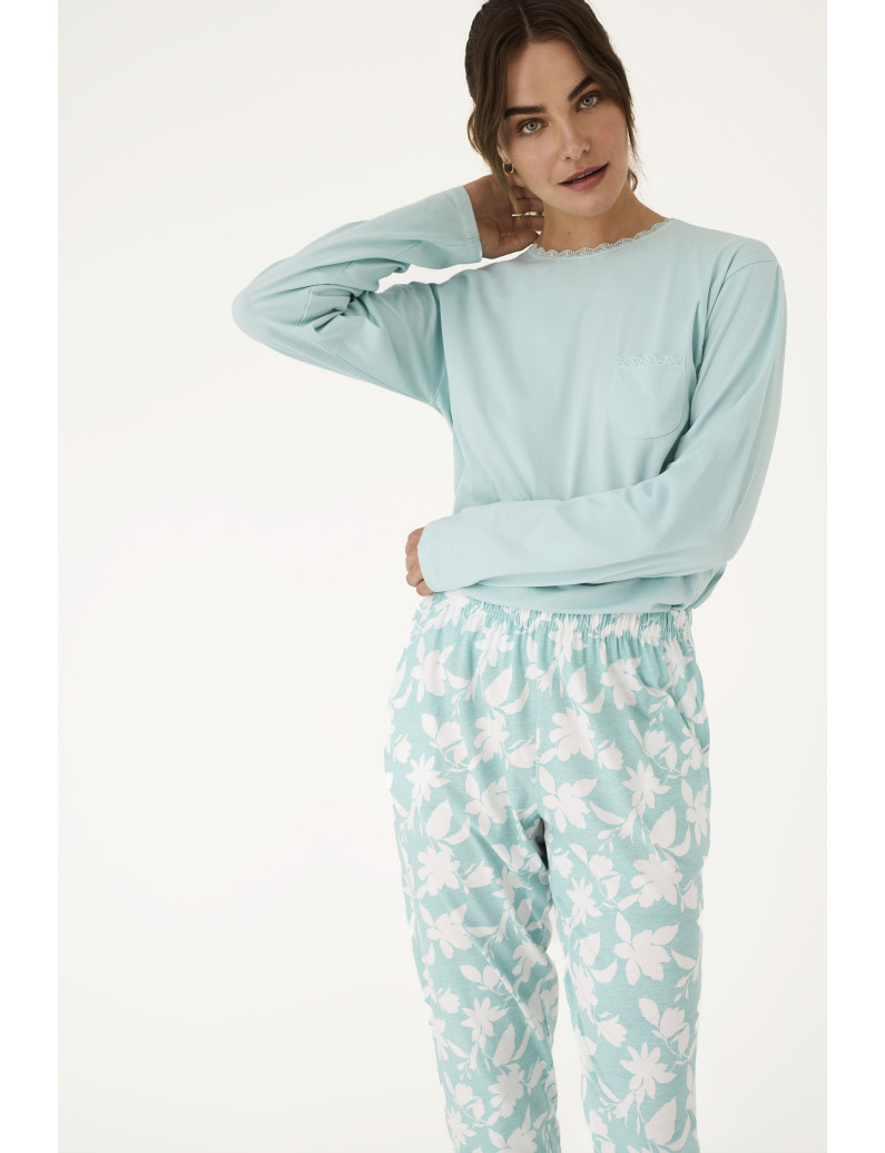 PIJAMA PANTALÓN LARGO CON CAMISETA MANGA CORTA