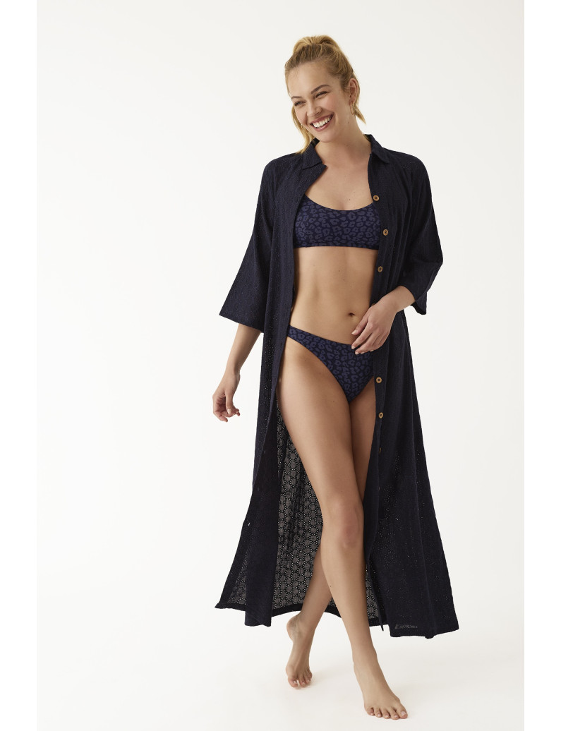 VESTIDO LARGO CAMISERO ALGODÓN CROCHET