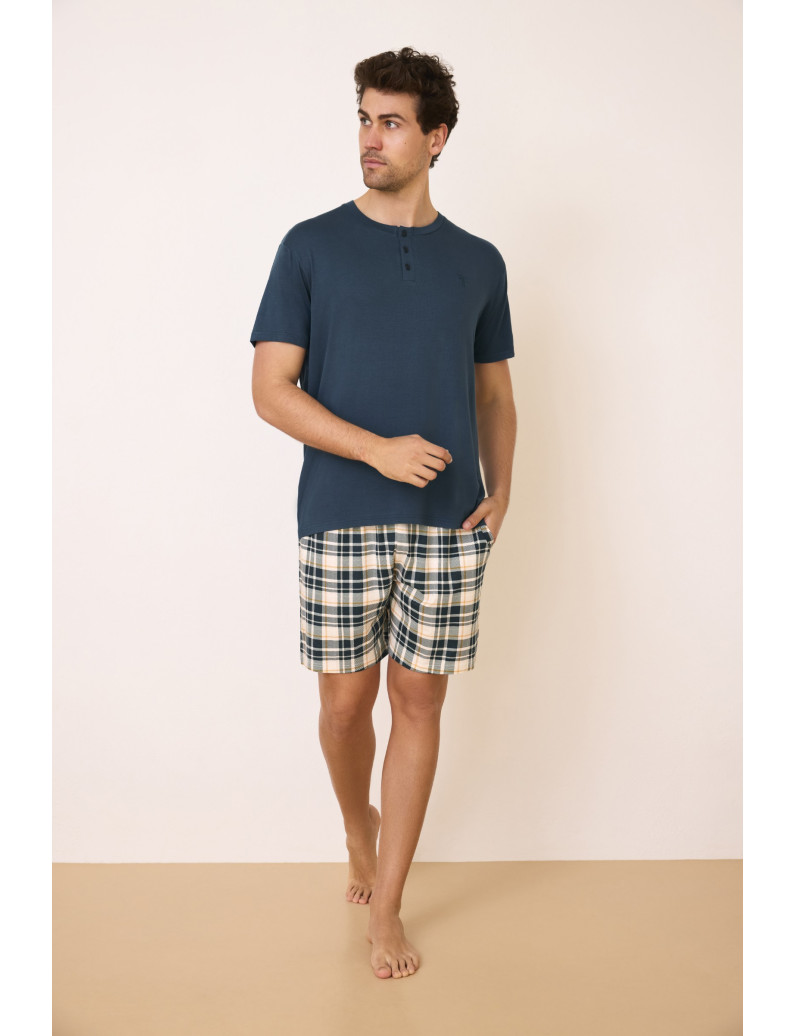 PIJAMA PANTALÓN CORTO CON CAMISETA MANGA CORTA VISCOSA