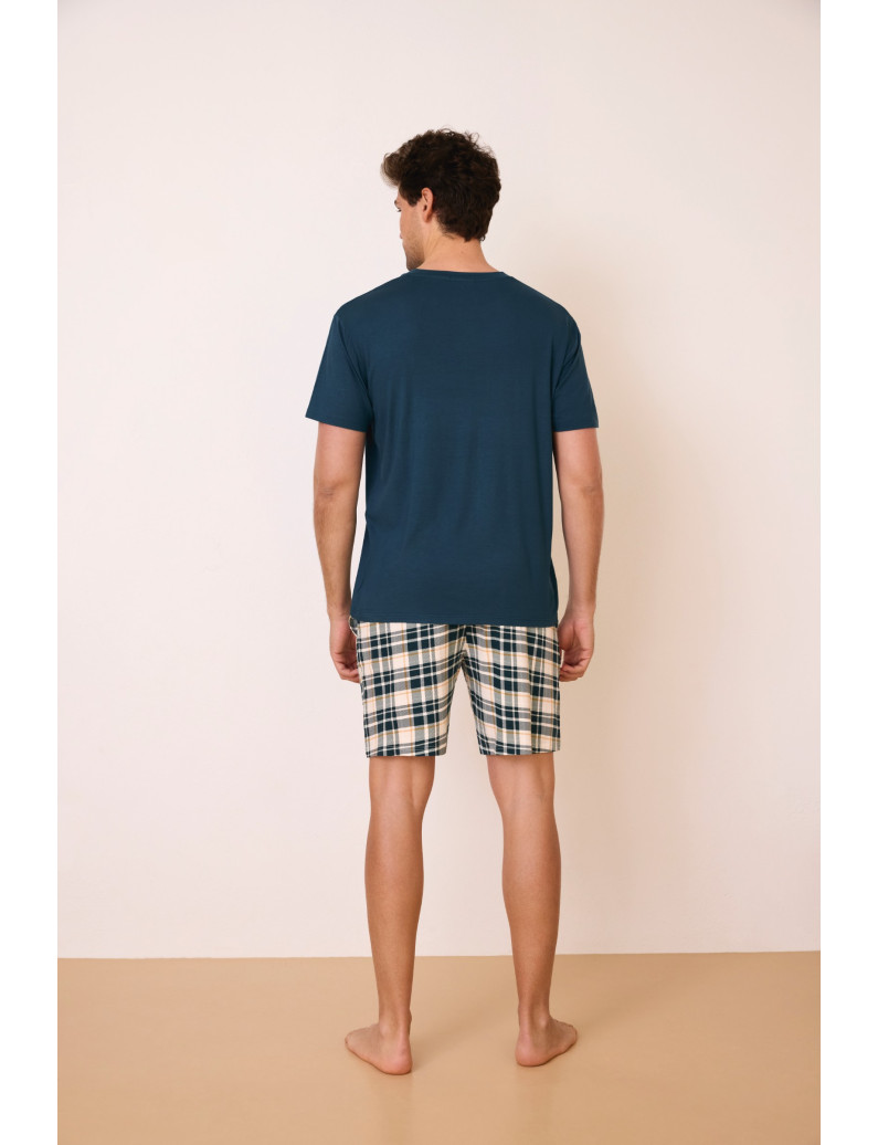 PIJAMA PANTALÓN CORTO CON CAMISETA MANGA CORTA VISCOSA