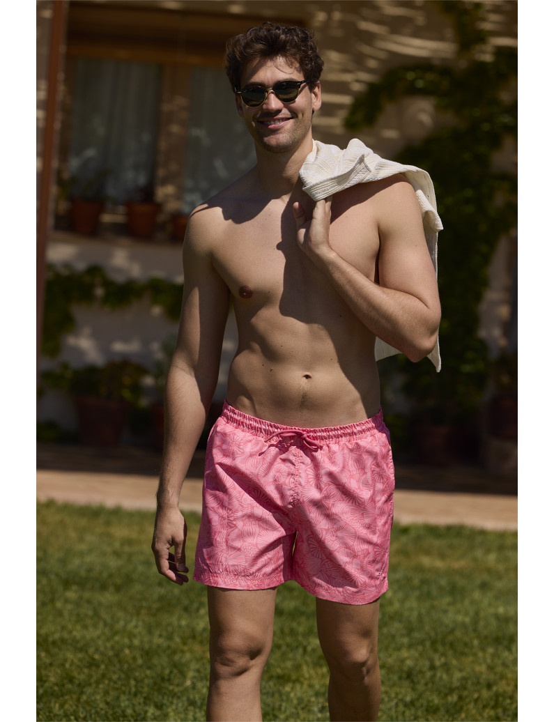 BAÑADOR HOMBRE ESTAMPADO BICOLOR FLUOR. TEJIDO FAST DRY.