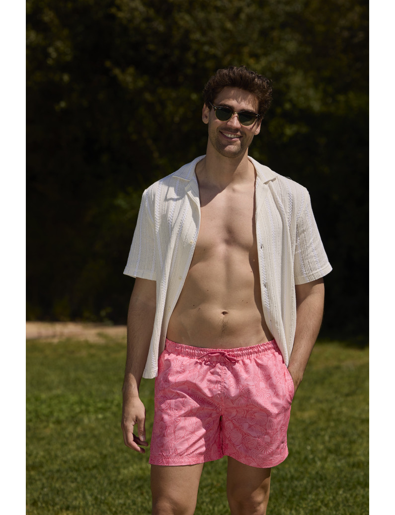 BAÑADOR HOMBRE ESTAMPADO BICOLOR FLUOR. TEJIDO FAST DRY.