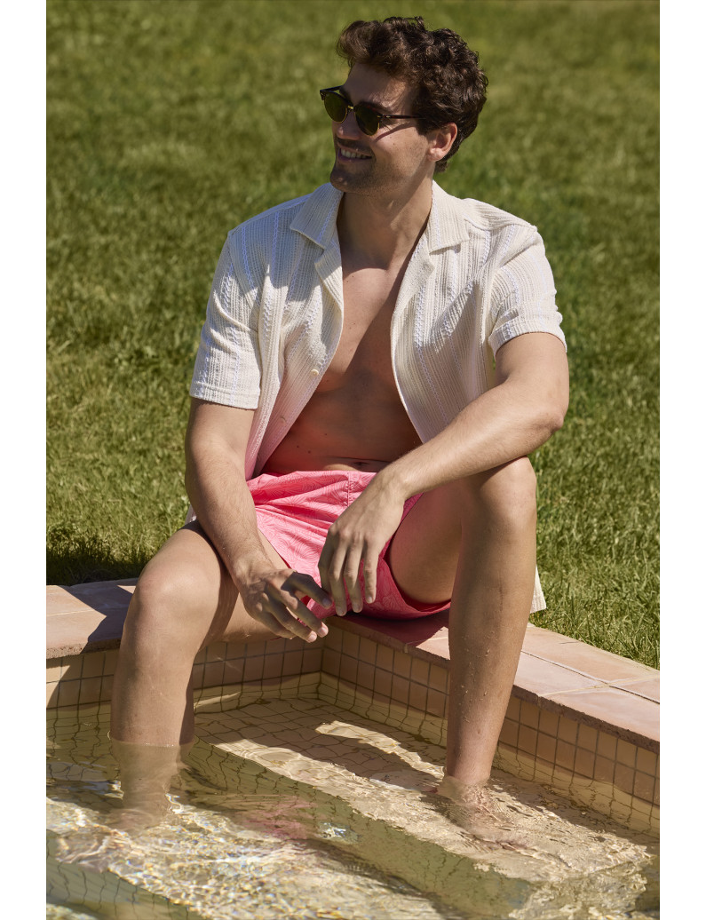 BAÑADOR HOMBRE ESTAMPADO BICOLOR FLUOR. TEJIDO FAST DRY.