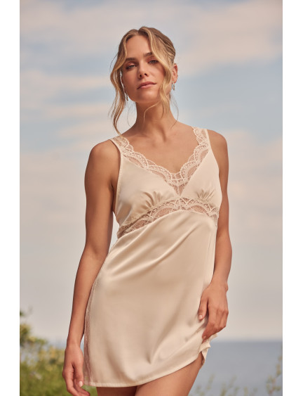 CAMISÓN LENCERO CORTO TIRANTES SATÉN ELÁSTICO BELLEZA