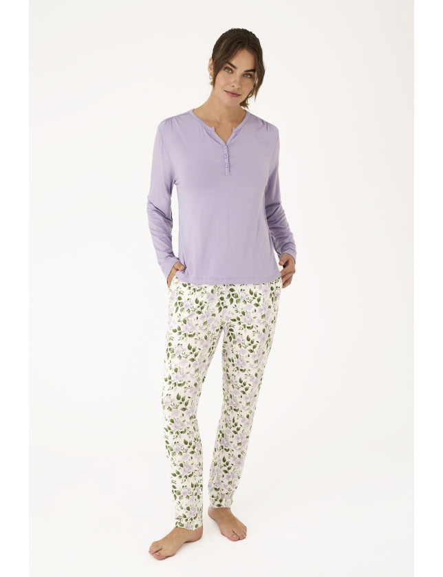 PIJAMA PANTALÓN LARGO CON MANGA LARGA LAVANDA
