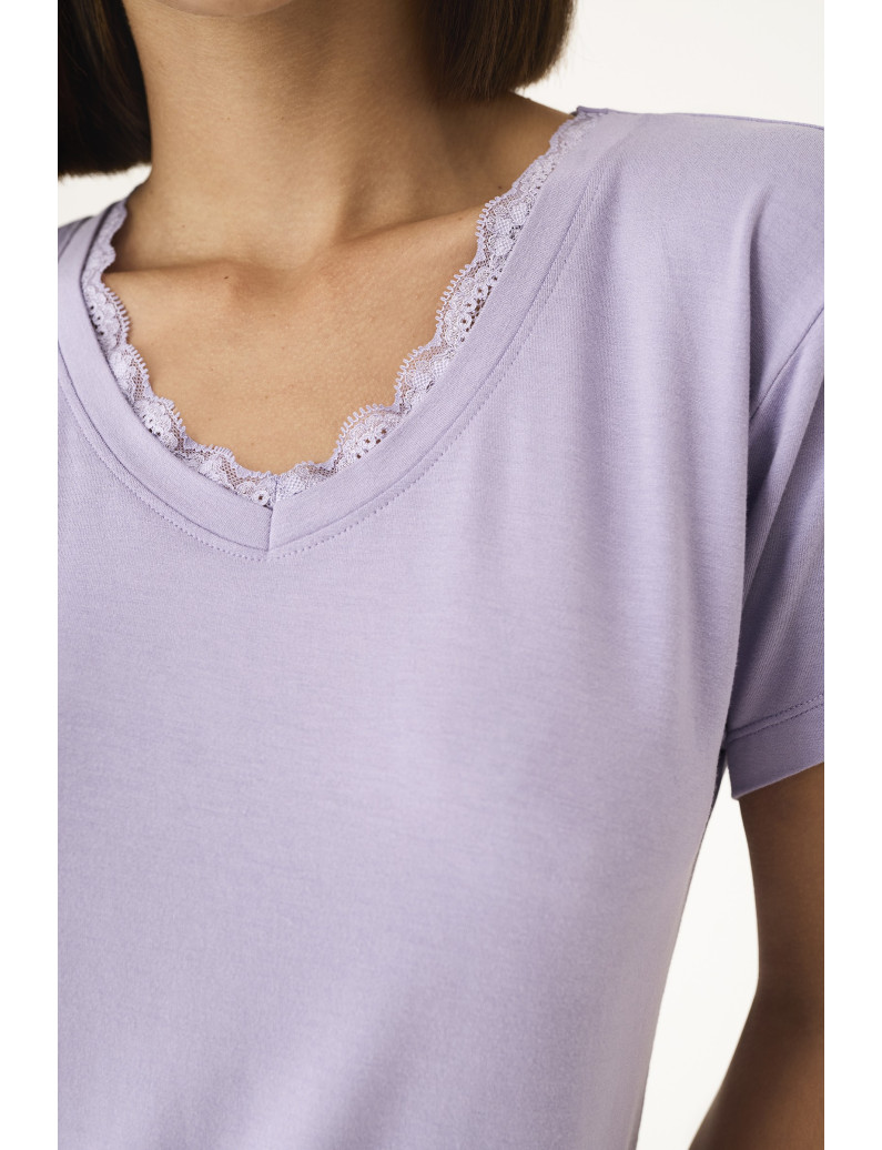 PIJAMA PANTALÓN CORTO CON MANGA CORTA LAVANDA