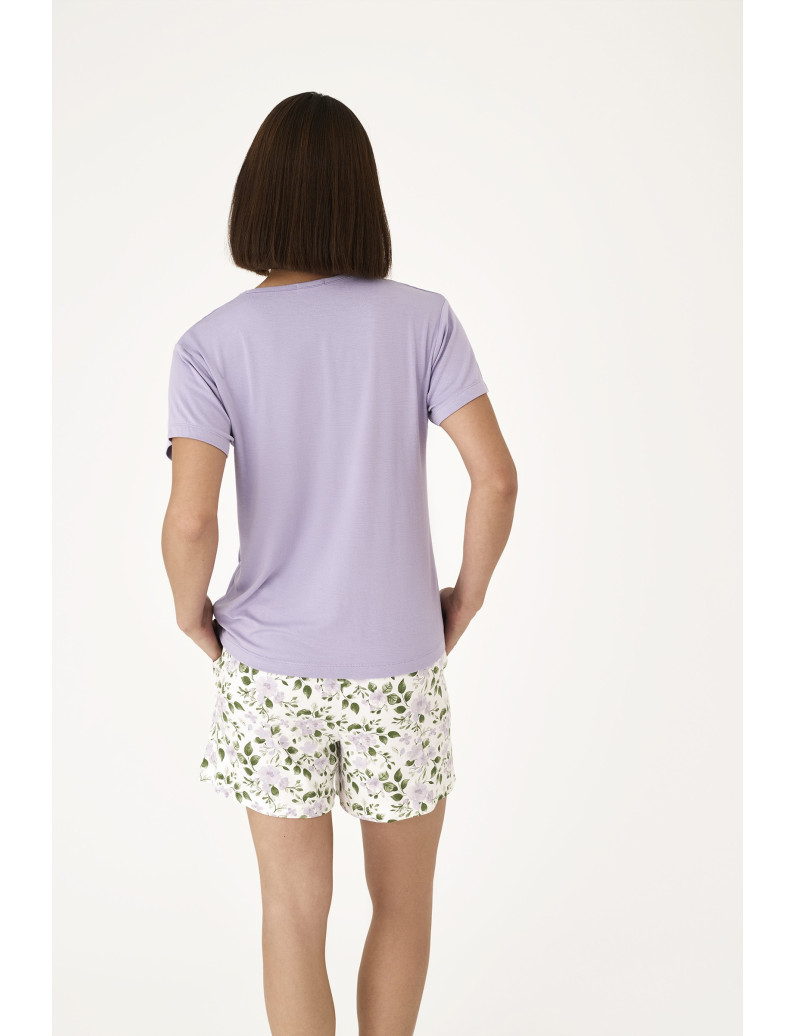 PIJAMA PANTALÓN CORTO CON MANGA CORTA LAVANDA