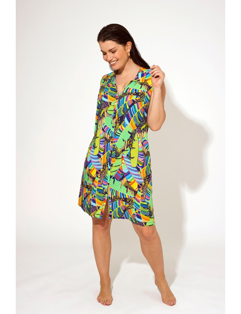 VESTIDO CAMISERO MANGA CORTA PLANA VISCOSA