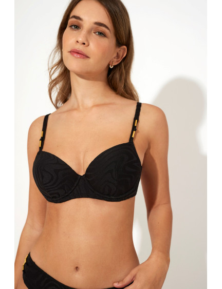 CONJUNTO SUJETADOR CON AROS Y COPA PREHORMADA FOAM CON BIKINI. JACQUARD