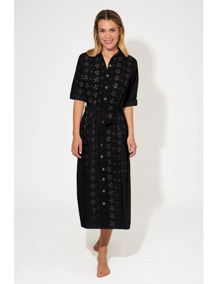 VESTIDO LARGO CAMISERO BORDADO