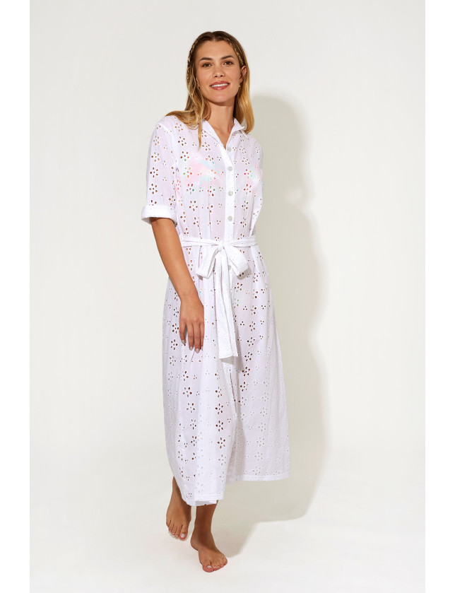 VESTIDO LARGO CAMISERO BORDADO