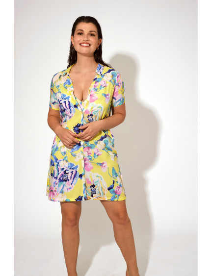 VESTIDO CAMISERO MANGA CORTA PLANA VISCOSA