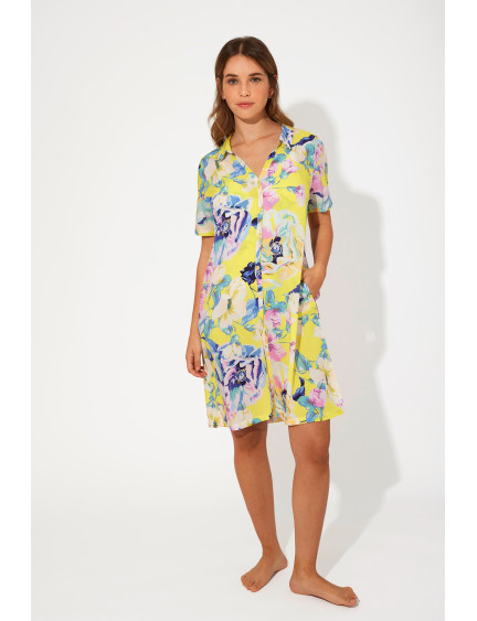 VESTIDO CAMISERO MANGA CORTA PLANA VISCOSA