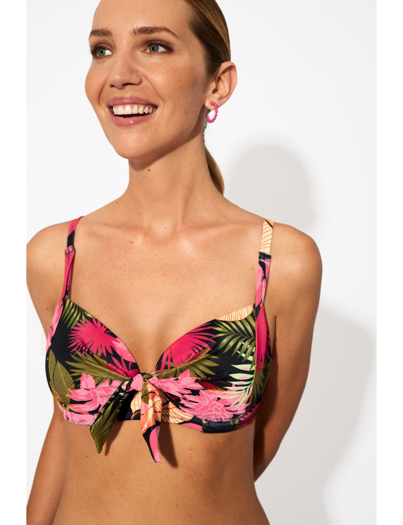 SUJETADOR CON AROS Y COPA  FOAM. ESPALDA CON LAZADA  AJUSTABLE PALMERA