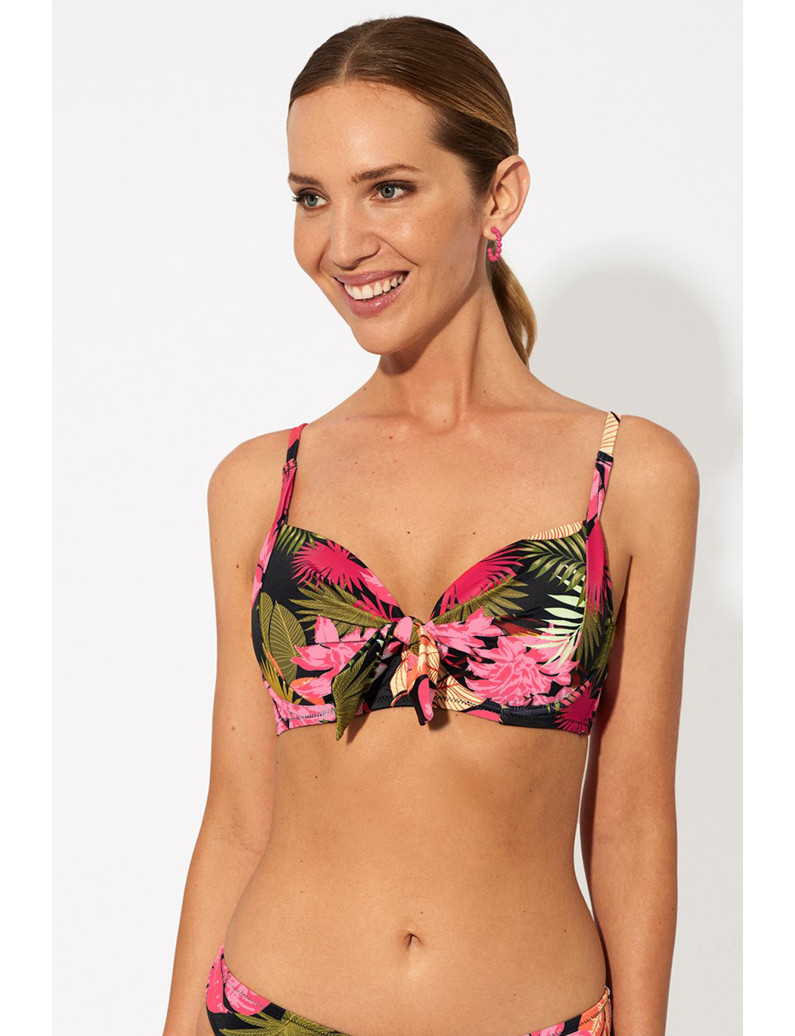 SUJETADOR CON AROS Y COPA  FOAM. ESPALDA CON LAZADA  AJUSTABLE PALMERA