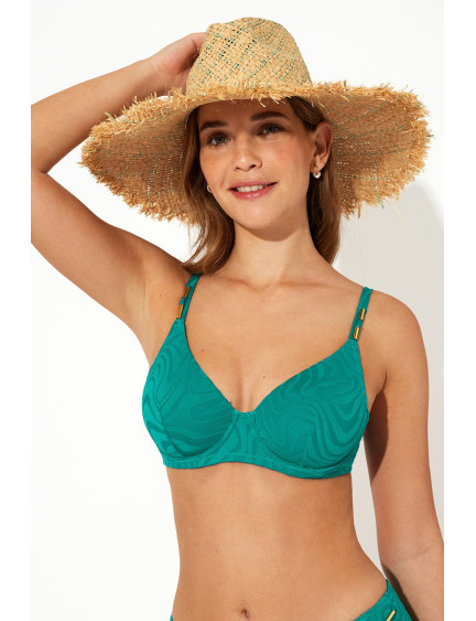 SUJETADOR FORRADO CON AROS JACQUARD ESMERALDA