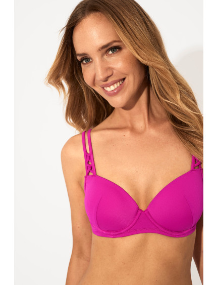 SUJETADOR CON AROS Y COPA  JACQUARD FUCSIA