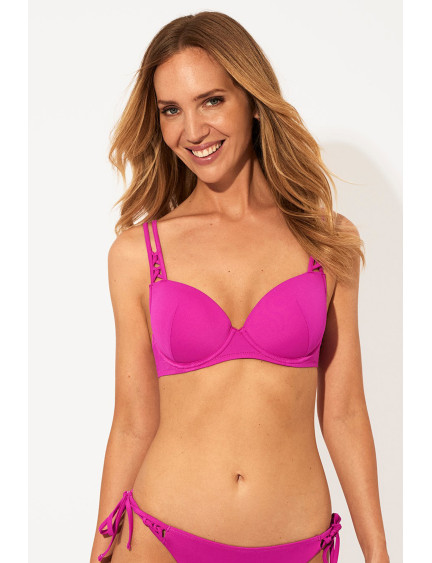 SUJETADOR CON AROS Y COPA  JACQUARD FUCSIA