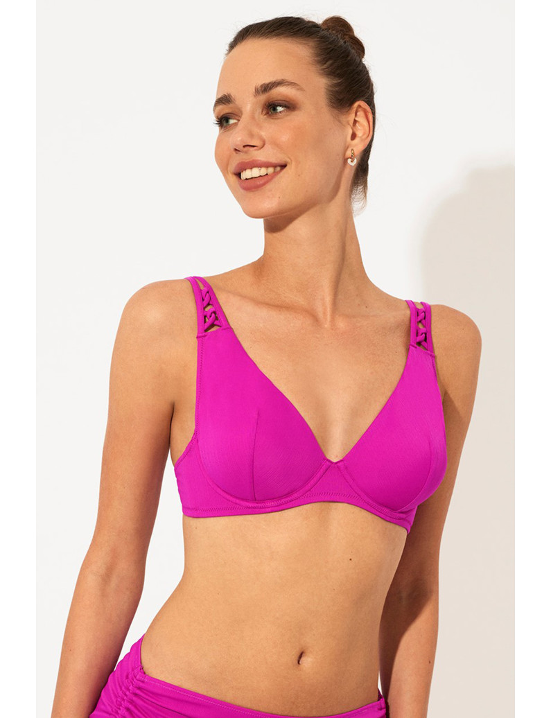 SUJETADOR FORRADO CAPACIDAD CON AROS JACQUARD FUCSIA