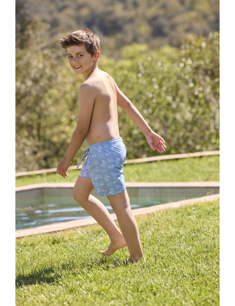 BAÑADOR NIÑO ESTAMPADO ISLA. TEJIDO FAST DRY.