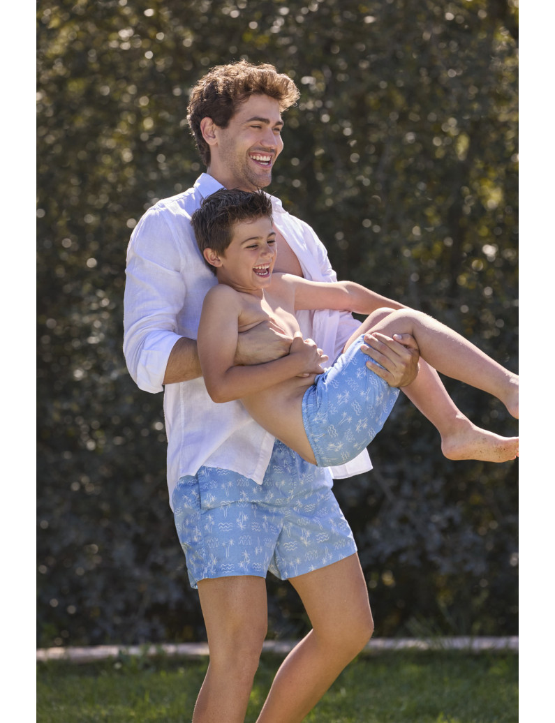 BAÑADOR NIÑO ESTAMPADO ISLA. TEJIDO FAST DRY.