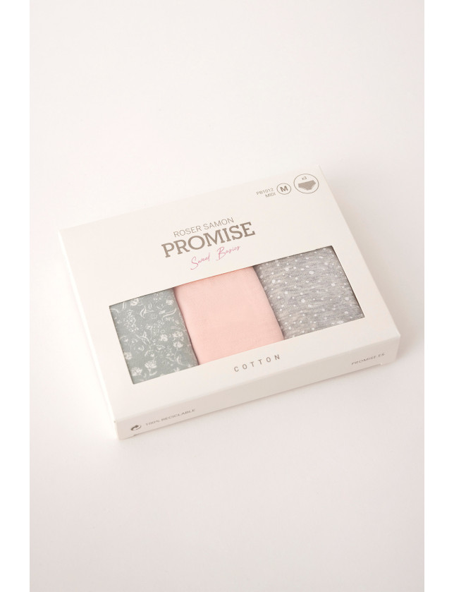 PACK 3 UNIDADES BIKINI ALGODÓN ESTAMPADO