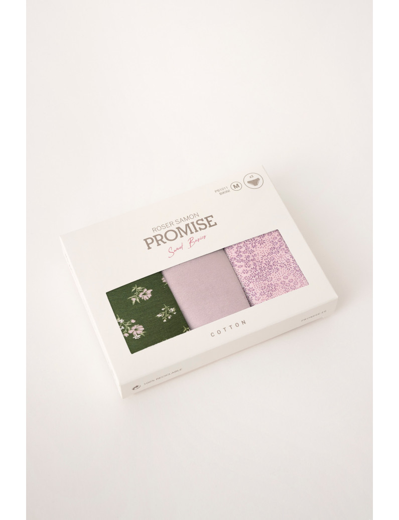 PACK 3 UNIDADES BIKINI ALGODÓN ESTAMPADO GREEN
