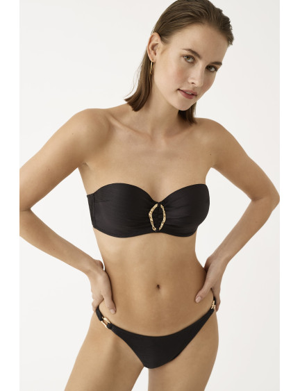 CONJ. BANDEAU CON COPA Y AROS CON BRASILEÑA. JACQUARD GOLDEN NOIR
