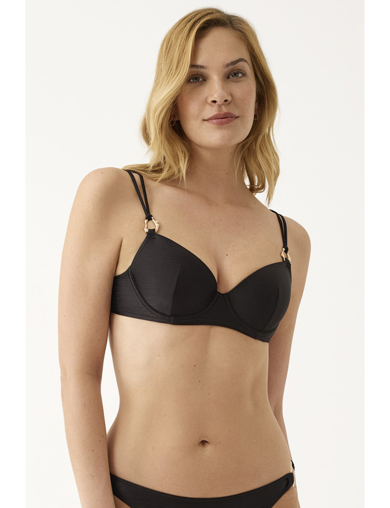 SUJETADOR CON AROS Y COPA  JACQUARD GOLDEN NOIR